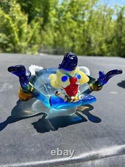 Murano Glass Clown Bowl Dish Ashtray Venetian Italy Colorful Funny Vintage Retro