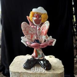 Murano Glass Clown Figurine Multicolour Handcrafted Art Piece 7.5 Vintage Italy