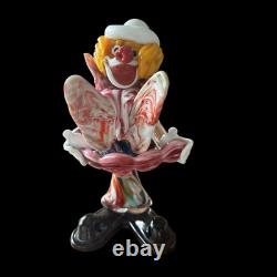 Murano Glass Clown Figurine Multicolour Handcrafted Art Piece 7.5 Vintage Italy