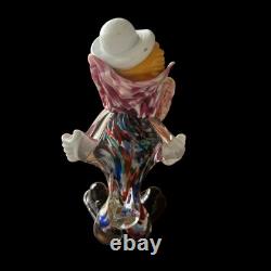 Murano Glass Clown Figurine Multicolour Handcrafted Art Piece 7.5 Vintage Italy