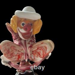 Murano Glass Clown Figurine Multicolour Handcrafted Art Piece 7.5 Vintage Italy
