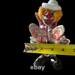 Murano Glass Clown Figurine Multicolour Handcrafted Art Piece 7.5 Vintage Italy