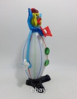 Murano Glass Clown Red Bow Tie and Green Buttons 11 Tall Vintage Italy