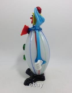 Murano Glass Clown Red Bow Tie and Green Buttons 11 Tall Vintage Italy