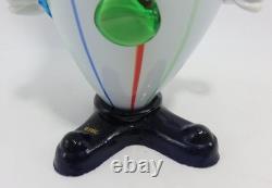 Murano Glass Clown Red Bow Tie and Green Buttons 11 Tall Vintage Italy