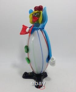 Murano Glass Clown Red Bow Tie and Green Buttons 11 Tall Vintage Italy