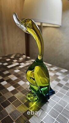 Murano Glass Duck (Archimede Seguso) Venetian Italian Green Vintage