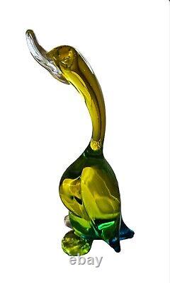 Murano Glass Duck (Archimede Seguso) Venetian Italian Green Vintage