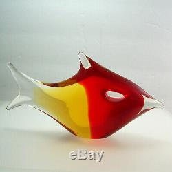 Murano Glass Fish Pair Red and Yellow MCM Vintage 1960's Excellent Condition
