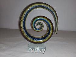 Murano Glass Hand Blown Latticino Swirl Vintage Multi Color Rare 8'' Unique Art
