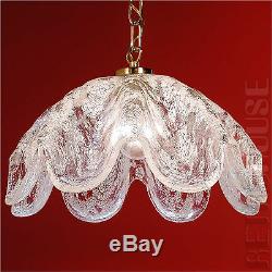 Murano Glass Hanging Pendant Lamp Brass Italy Mid-Century Vintage 70s MCM Old