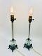 Murano Glass Hollywood Regency Table Lamps Clear Cube Column Mid Century Vintage