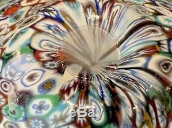 Murano Glass Italy Millefiori Paperweight Leaf Bowl Multi Color 5 3/4 L Vintage