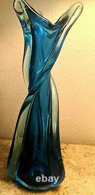 Murano Glass Italy Vintage 1950's Twisted Vase 12 Tall