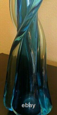 Murano Glass Italy Vintage 1950's Twisted Vase 12 Tall
