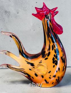 Murano Glass Large Vintage Hand Blown Confetti Rooster MINT
