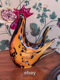 Murano Glass Large Vintage Hand Blown Confetti Rooster MINT