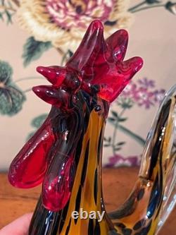 Murano Glass Large Vintage Hand Blown Confetti Rooster MINT