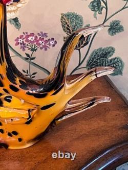 Murano Glass Large Vintage Hand Blown Confetti Rooster MINT