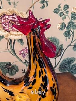 Murano Glass Large Vintage Hand Blown Confetti Rooster MINT