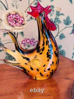 Murano Glass Large Vintage Hand Blown Confetti Rooster MINT