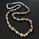 Murano Glass Necklace Wedding Cake Beads Blue Opaline Gold Tone Vintage 28