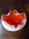 Murano Glass Opalescent Pink Red Tri Color Candy Dish. Vintage 1950's Italian