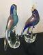Murano Glass Signed Pair 11 Cockatoos Birds Sandro Frattin Gold Flecks Vintage