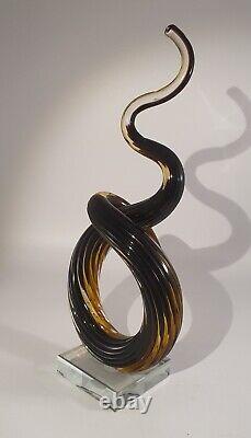 Murano Glass Signed Sculpture Twisted Abstract 12 With Sticker Original Italy