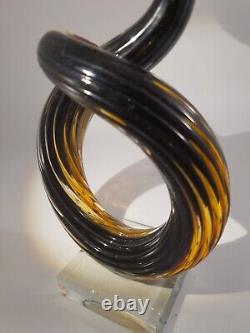 Murano Glass Signed Sculpture Twisted Abstract 12 With Sticker Original Italy