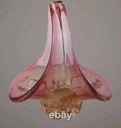 Murano Glass Sommerso Basket Mid Century Modern Vintage