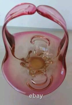 Murano Glass Sommerso Basket Mid Century Modern Vintage