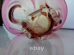Murano Glass Sommerso Basket Mid Century Modern Vintage