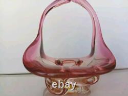 Murano Glass Sommerso Basket Mid Century Modern Vintage