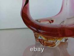 Murano Glass Sommerso Basket Mid Century Modern Vintage