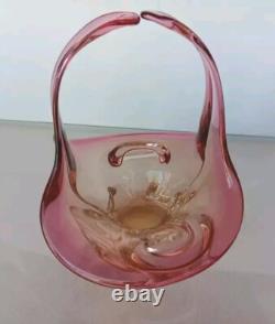 Murano Glass Sommerso Basket Mid Century Modern Vintage