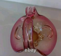 Murano Glass Sommerso Basket Mid Century Modern Vintage