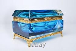 Murano Glass Sommerso Jewelry Box Unique designer piece Vintage 1960s