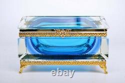 Murano Glass Sommerso Jewelry Box Unique designer piece Vintage 1960s