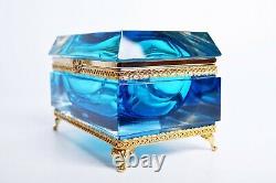 Murano Glass Sommerso Jewelry Box Unique designer piece Vintage 1960s