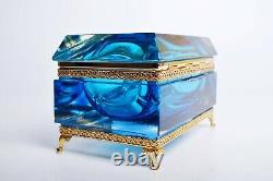 Murano Glass Sommerso Jewelry Box Unique designer piece Vintage 1960s