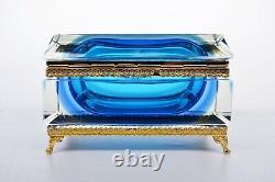 Murano Glass Sommerso Jewelry Box Unique designer piece Vintage 1960s