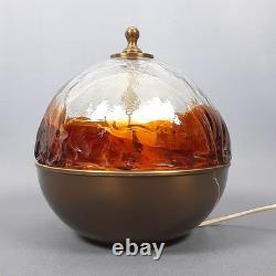 Murano Glass Sphere Table Lamp Mazzega Design Brass Vintage 1970