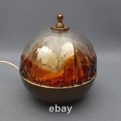 Murano Glass Sphere Table Lamp Mazzega Design Brass Vintage 1970