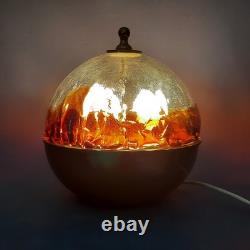 Murano Glass Sphere Table Lamp Mazzega Design Brass Vintage 1970