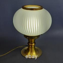 Murano Glass Sphere Table Lamp Vintage Brass Base Striped Design 1960s