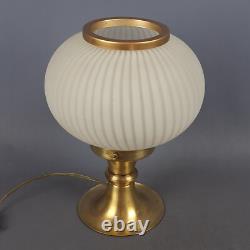 Murano Glass Sphere Table Lamp Vintage Brass Base Striped Design 1960s