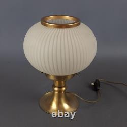 Murano Glass Sphere Table Lamp Vintage Brass Base Striped Design 1960s