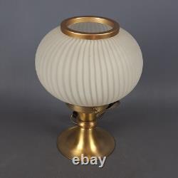 Murano Glass Sphere Table Lamp Vintage Brass Base Striped Design 1960s