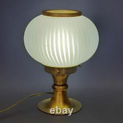 Murano Glass Sphere Table Lamp Vintage Brass Base Striped Design 1960s